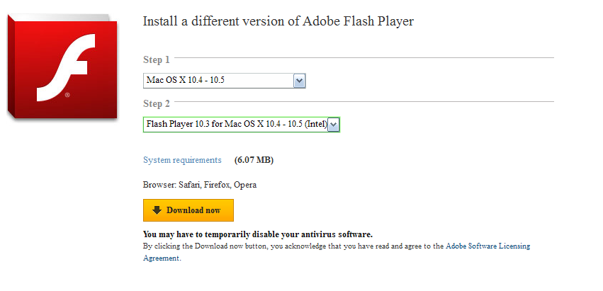 adobe flash os x 10.6.8
